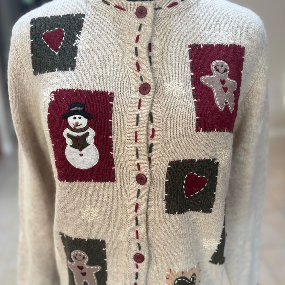 Croft & Borrow Petite PS Christmas Cardigan - Gingerbread - Snowman